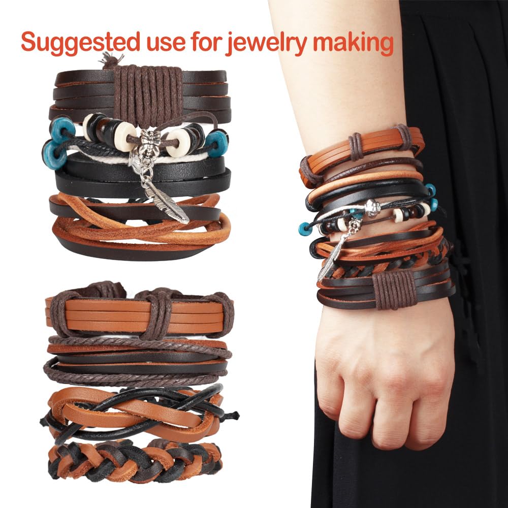 LolliBeads (TM) 3mm Flat Genuine Leather Strip Cord Braiding String Dark Brown Espresso (5 Yards)