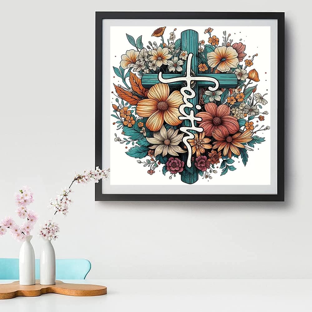 Stamped Cross Stitch Kits for Adults - Cross Flower Embroidery Kits for Beginners Adults,11 CT Patterns Dimensions Counted Cross Stitch Kits for Adults Arts Craft 13.8x13.8 inch ﻿