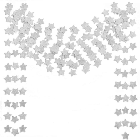 6 Pcs Glitter Silver Star Paper Garland Christmas Birthday Party Decorations Sparkling Bunting Banner Hanging Decorations for Bridal Shower Baby Shower Bachelorette Party Wedding Holiday (50 Feet)
