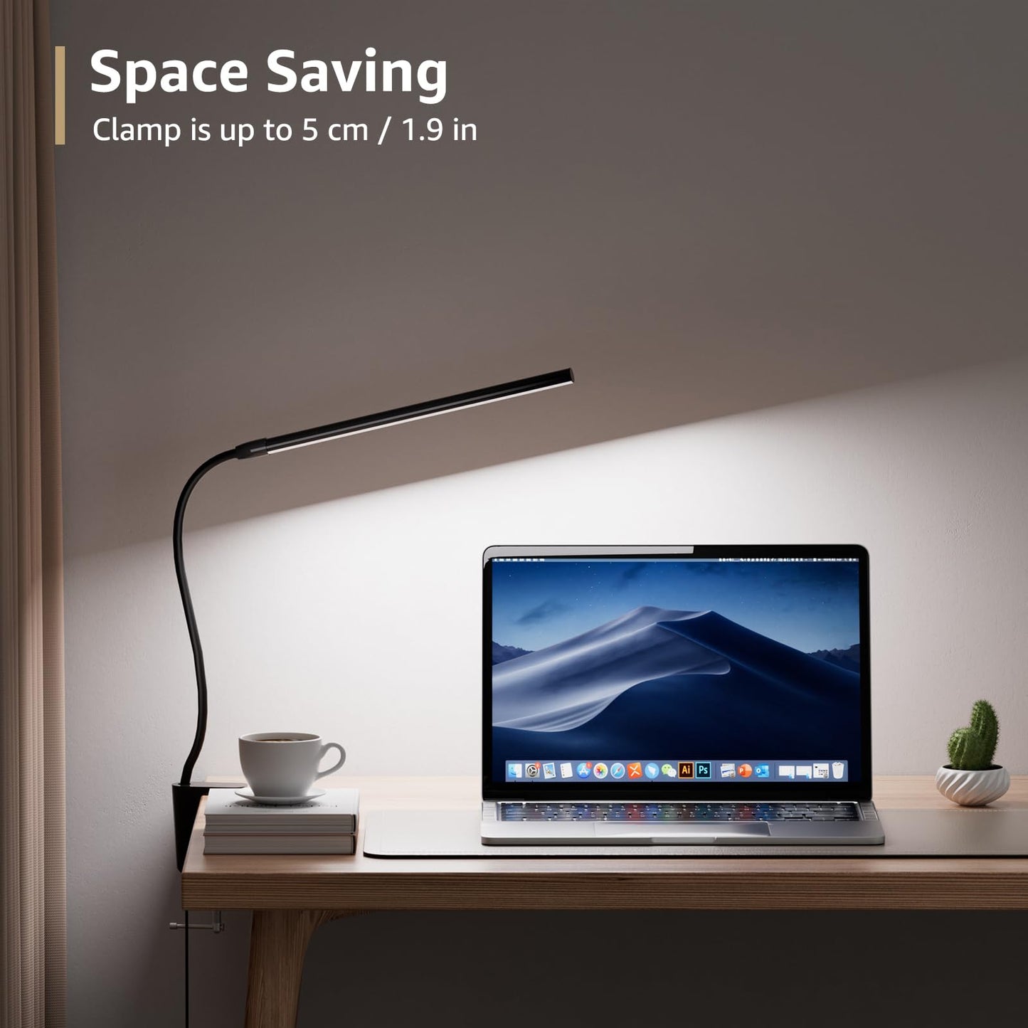 Lepro Clip on Desk Lamp LED Reading light Dimmable USB Small Clamp Lamp with 3 Color Modes 10 Brightness, Adjustable Flexible Gooseneck Table Light for Bed Headboard, Nail, Home Office,Computer(Black)