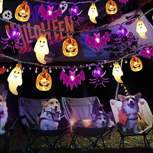 Dontsri Solar Powered Halloween Lights, 40 LED, 8 Modes, Waterproof, Auto On/Off, Outdoor Use