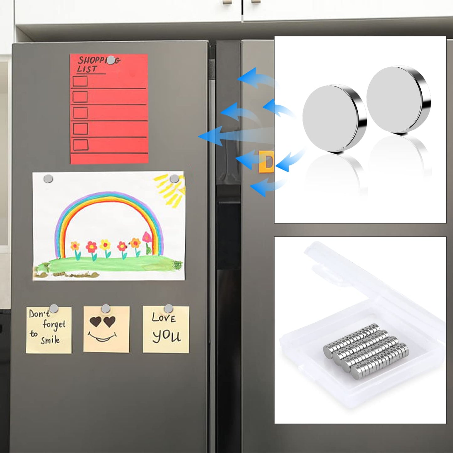 VSKIZ 120Pcs Fridge Magnets, 6x2mm Small Refrigerator Magnets Mini Magnet for Whiteboard Crafts, Office, School