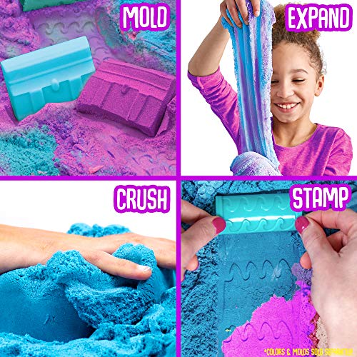 SLIMYSAND by Horizon Group USA, 1.5 lbs of Berry Scented Moldable, Stretchable, Expandable Cloud Slime, Blue & Purple Marbled, Slimy Play Sand in Reusable Bucket, Non Stick, Sensory Activity
