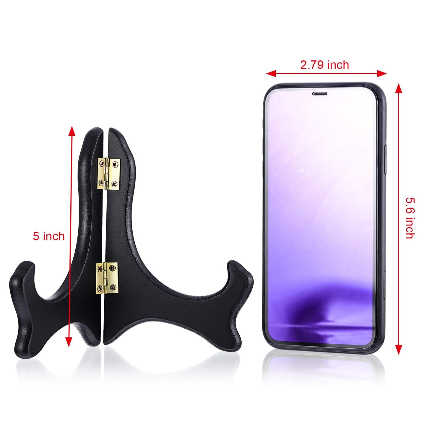 Tatuo 4 Packs Wooden Display Stand Decorative Plate Stands for Display Picture Frame Stand Holder Easels (5 Inch, Black)