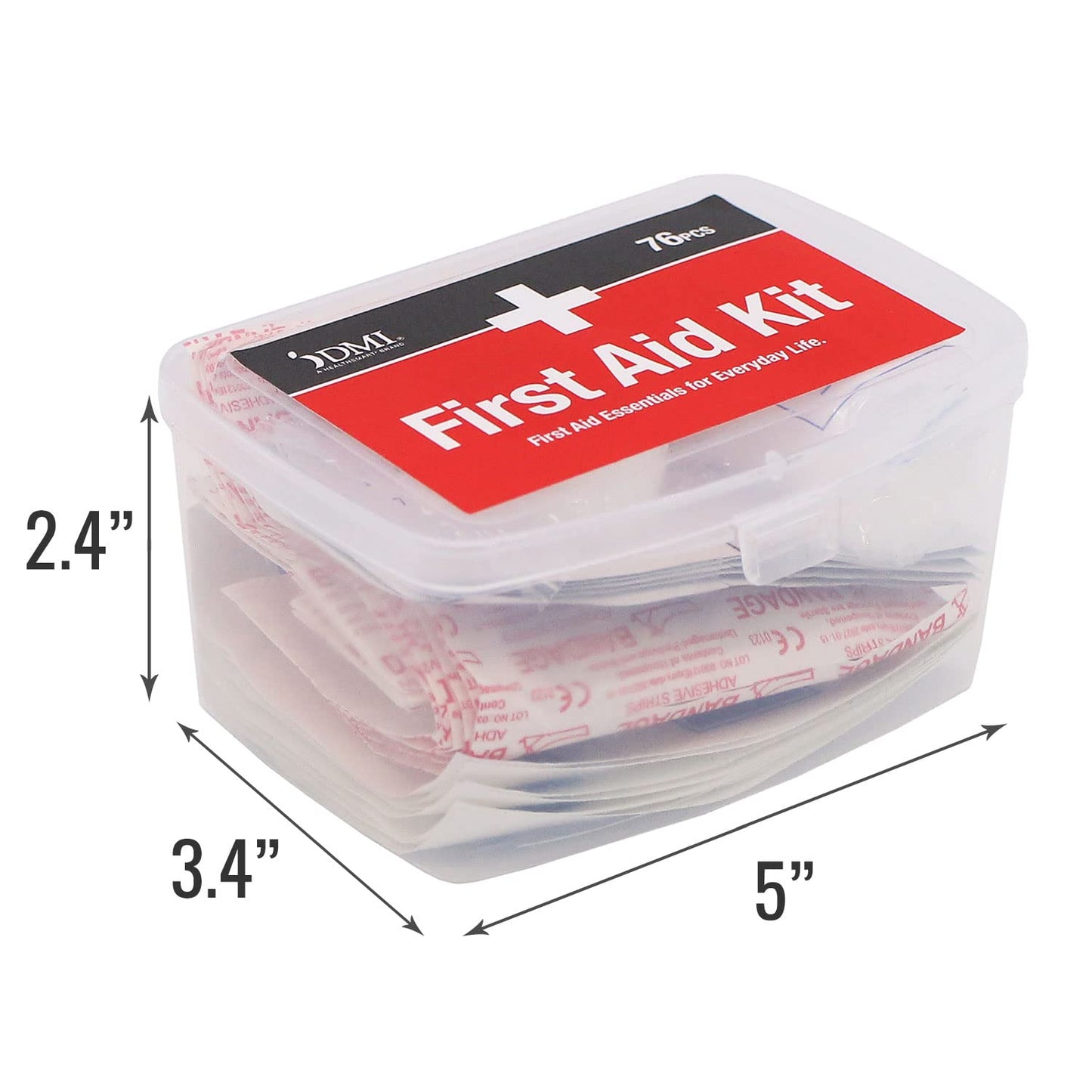 76-Piece First-Aid Kit, Portable All-Purpose Use for Minor Cuts and Scrapes, Durable Water-Resistant Case, Convenient and Portable for Travel, FSA & HSA Eligible