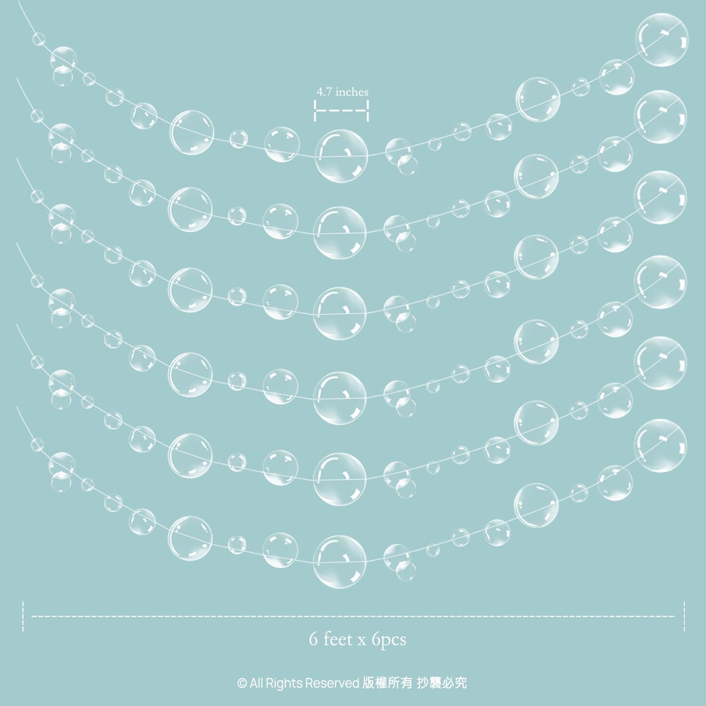 Decor365 6 Strings Under The Sea White Bubble Garlands Little Mermaid Birthday Party Decorations Bubble Under Water Bday Hanging Streamer Beach Banner Underwater Backdrop Kids Ocean Party Supplies