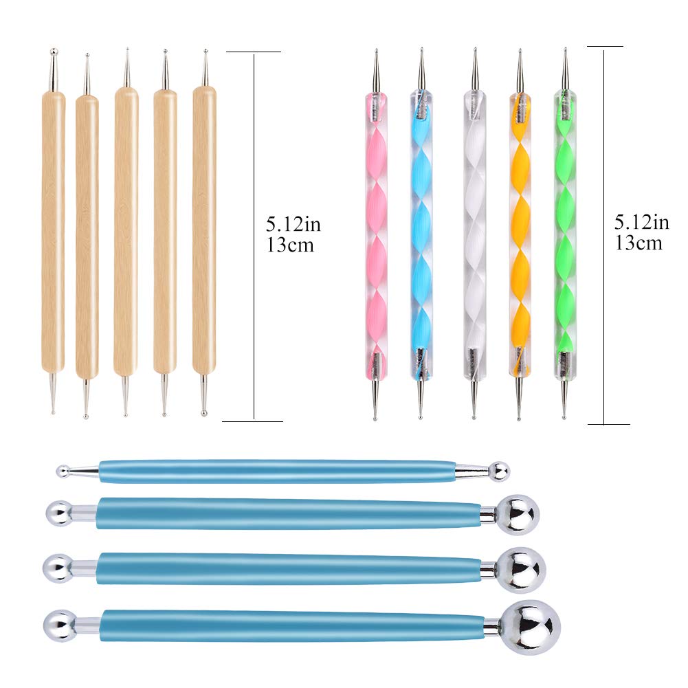 14 Pcs Dotting Tools Ball Styluses with Box, Dotting Tools Set Rock Painting, Pottery Clay Modeling Embossing Nail Art
