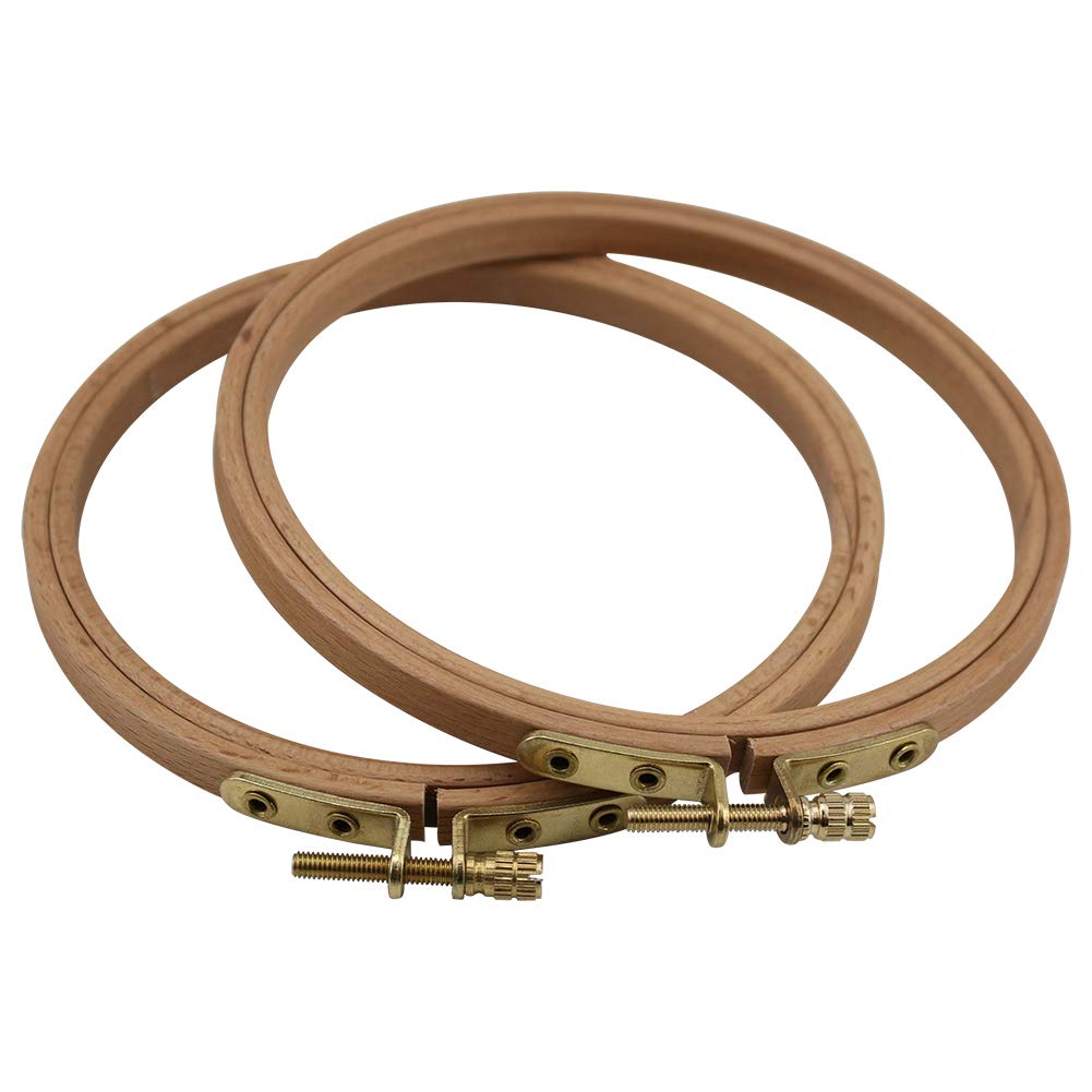 2 Pack 5 Inch Embroidery Hoop, Guofa 13CM Beech Wood Cross Stitch Hoops, Hanging Embroidery Frame Hoop for Decoration