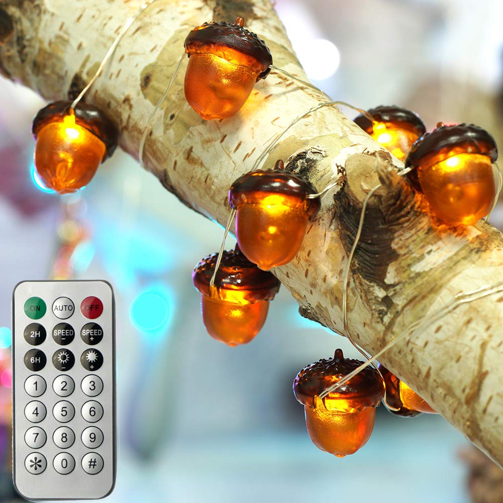 3D Acorn Fall Decor Harvest String Lights Battery Powered with Remote