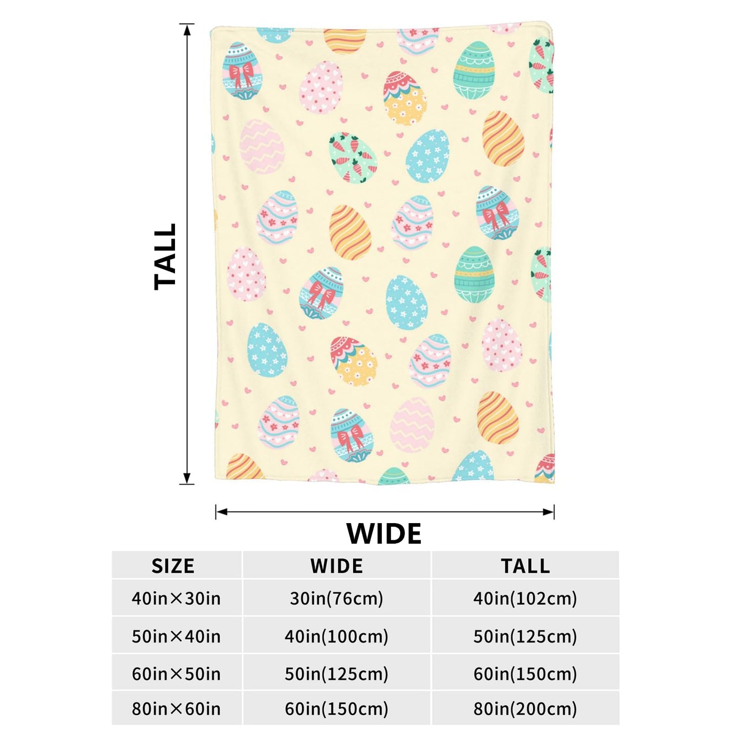 Happy Easter Day Eggs Throw Blanket, Cute Soft Ligtweight Fleece Blanket, Yellow Durable Cozy Anti-Pilling Flannel Blanket for Baby Kids Girls Gift Home Decor 40x50 inches