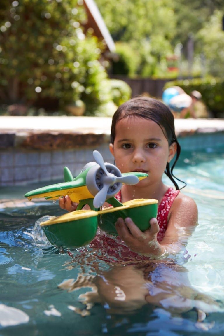 Green Toys Seaplane, Green/Yellow - Pretend Play, Motor Skills, Kids Bath Toy Floating Vehicle. No BPA, phthalates, PVC. Dishwasher Safe, Recycled Plastic, Made in USA.