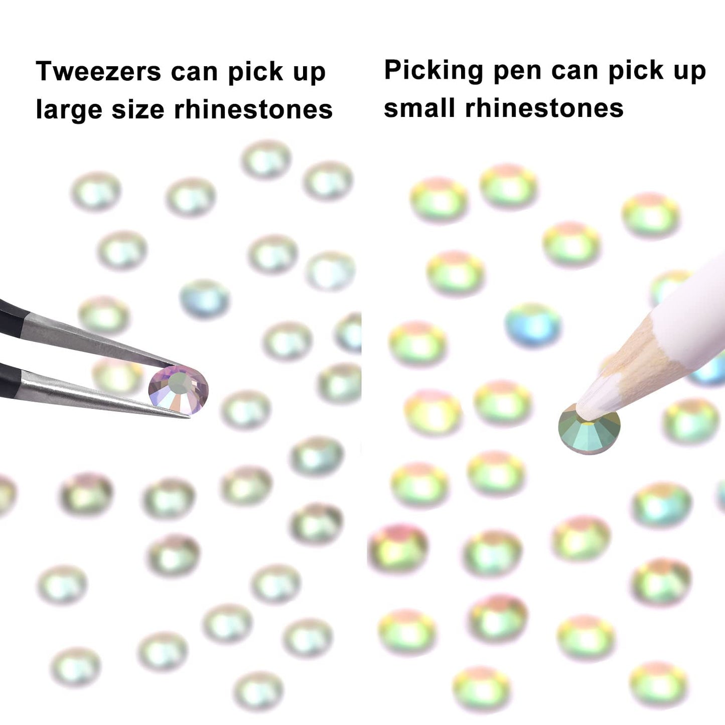 MEIBITE 6796PCS Rainbow Hotfix Rhinestones Crystal Stones Glass for Fabric Clothes Shirts Sparkly Flat Back Round with Tweezers and Picking Pen (SS6~SS30 Set)