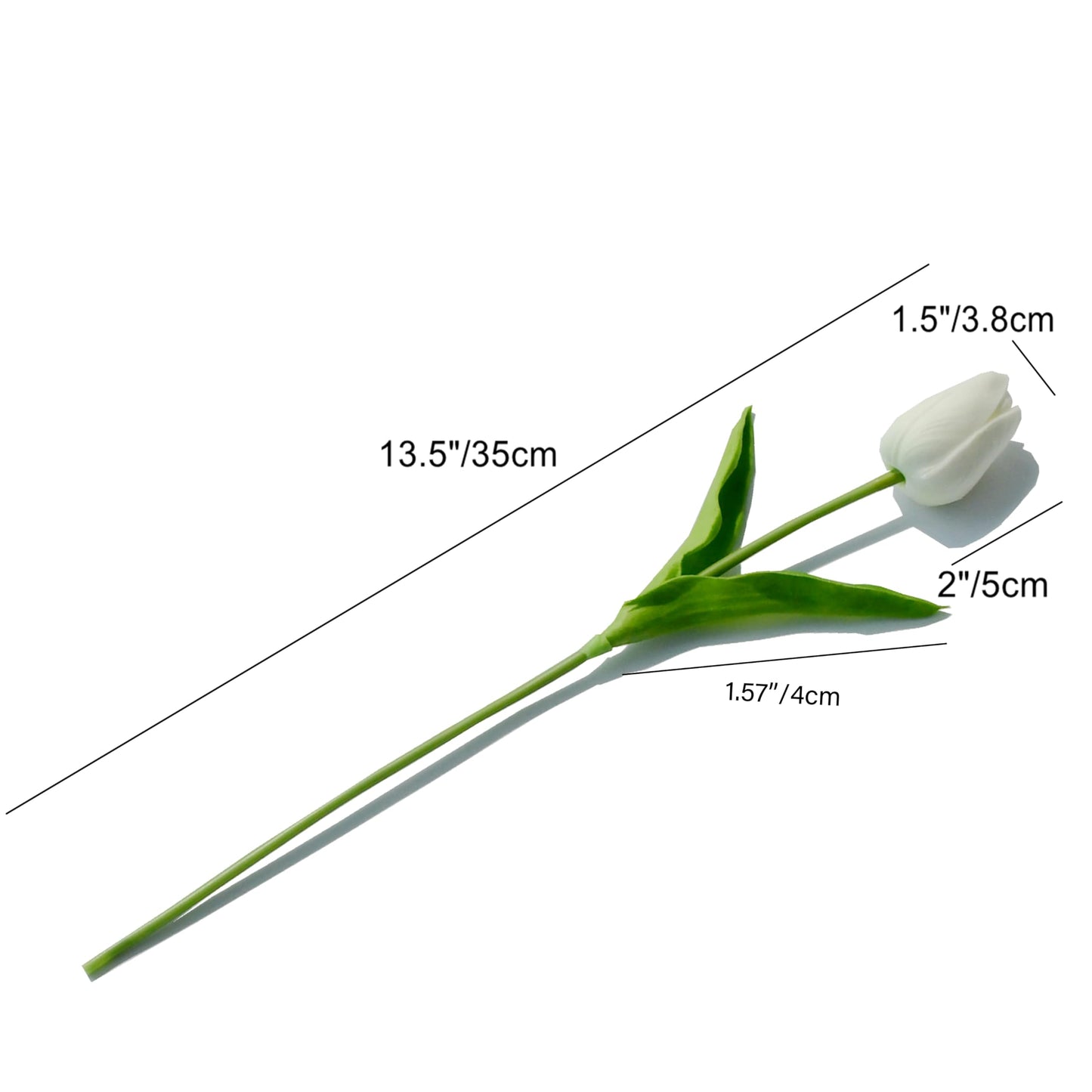 Mandy's White Artificial Tulips Flowers Centerpiece, 13.5" Lifelike PU Fake Floral Stems 20pcs for Kitchen Island & Dining Table, Spring Decor for Easter