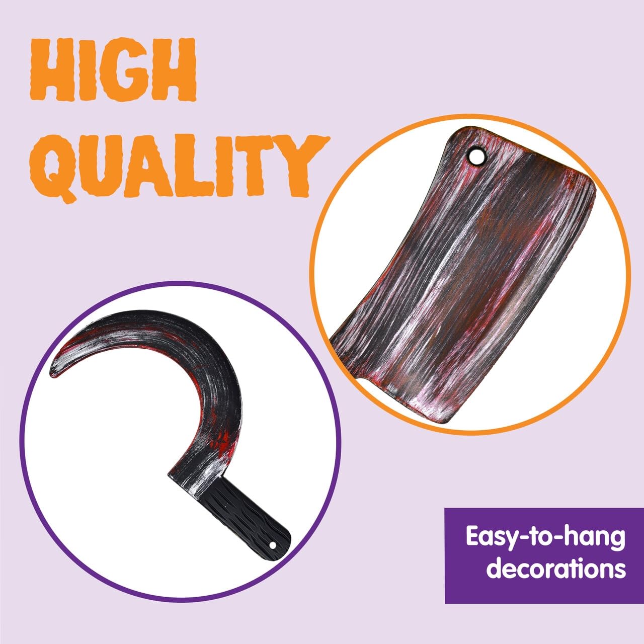 JOYIN 5 Pcs Knife Weapons Halloween Decorations Outdoor Indoor Toys Home Decor Haunted House Fake Blood, Machete Axe Cleaver Sickle