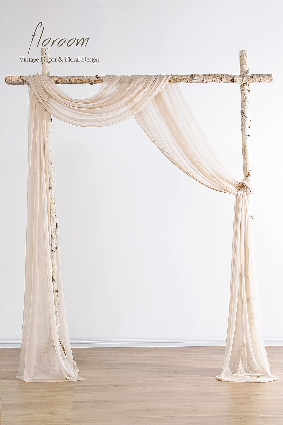 Wedding Arch Draping Fabric 2 Panels 20Ft Nude Chiffon Fabric Drapes Arbor Drapery Wedding Ceremony Reception Swag Decorations