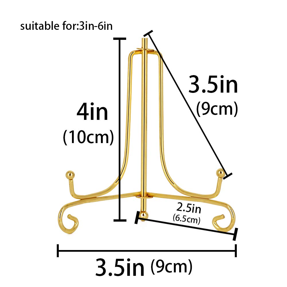 LIONWEI LIONWELI 4 Inch Gold Iron Plate Stand Holder Easel Display Stand for Plate?Picture?Photo and More,4 pcs.