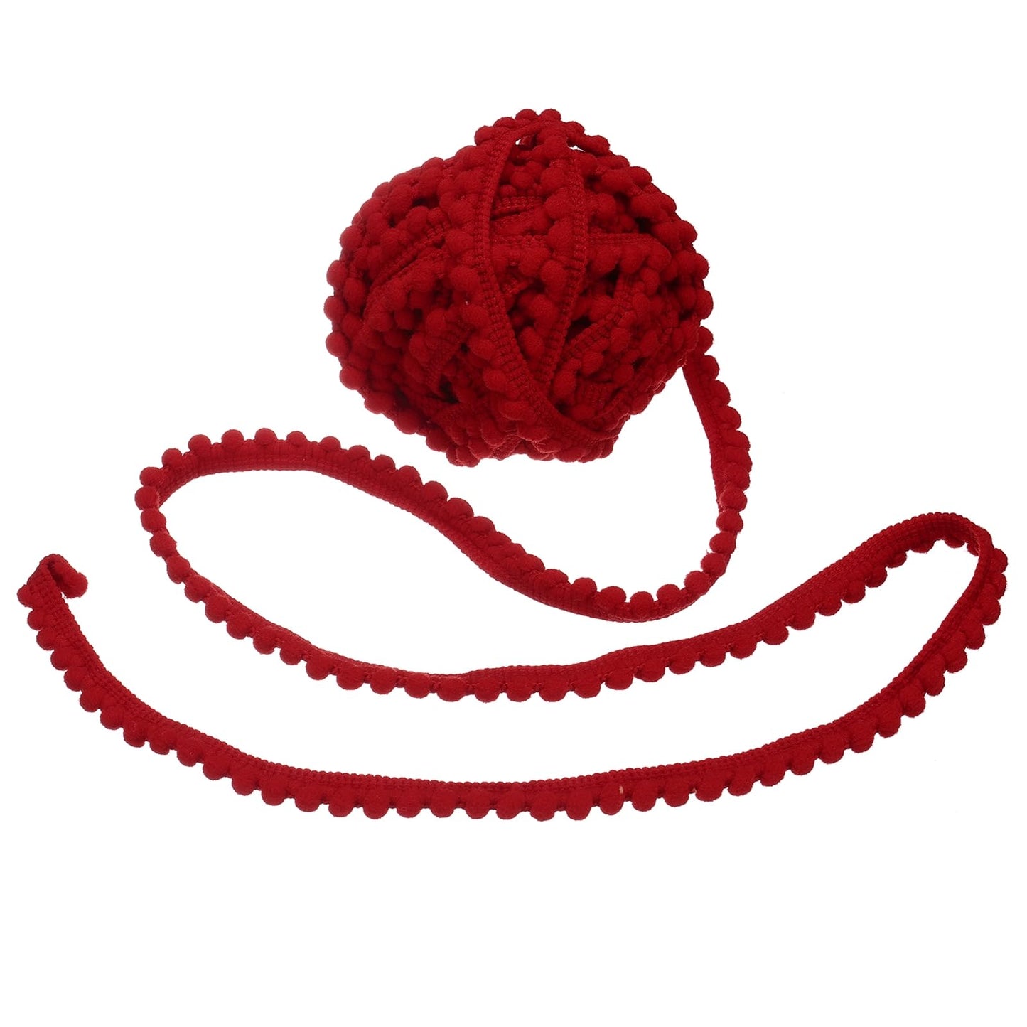 8.5 Yards Pom Trim Ribbon, 0.5" Wide Dark Red Pom Ball Fringe Trim Sewing Fringe Fabric Trim Ribbon for DIY Crafts Curtain Clothes Pillow Home Decoration
