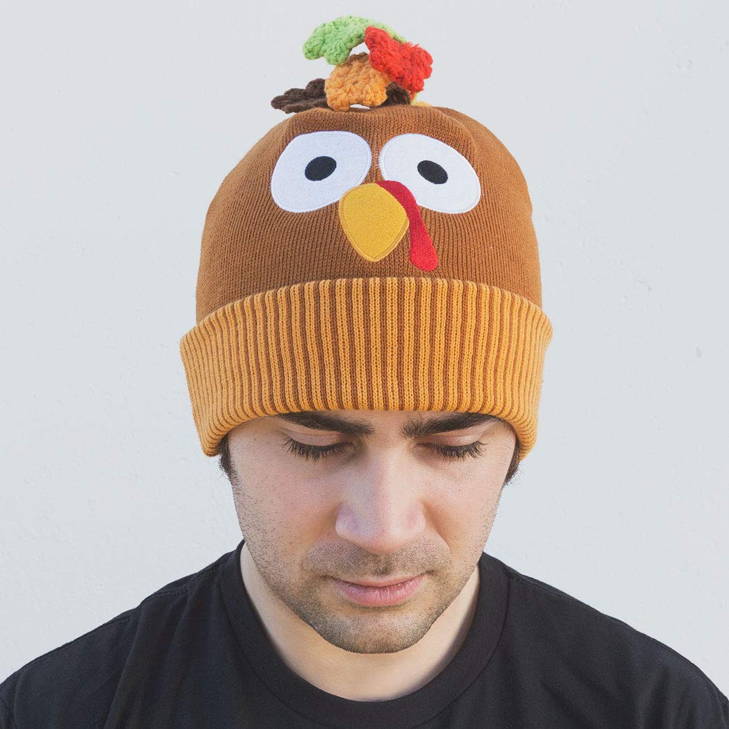 Now Gobble Later Turkey Pom Pom Beanie Hat | Thanksgiving Turkey Trot Gear