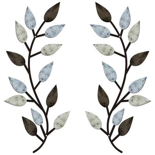 2 Pieces Metal Tree Leaf Wall Decor Vine Olive Branch Leaf Wall Art Living Room, Hallway Wall Decor Outdoor Decoration(Pastel Colors)