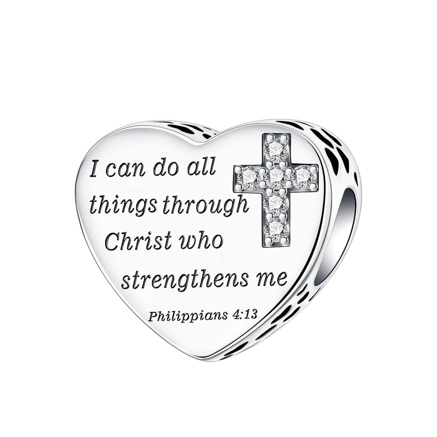 LUXILLA I can do all things through Christ who strengthens me Philippians 4:13 Charm Silver Charms 925 Sterling Silver fits Bracelets Necklace Pendant Bead Charms Jewelry Gift