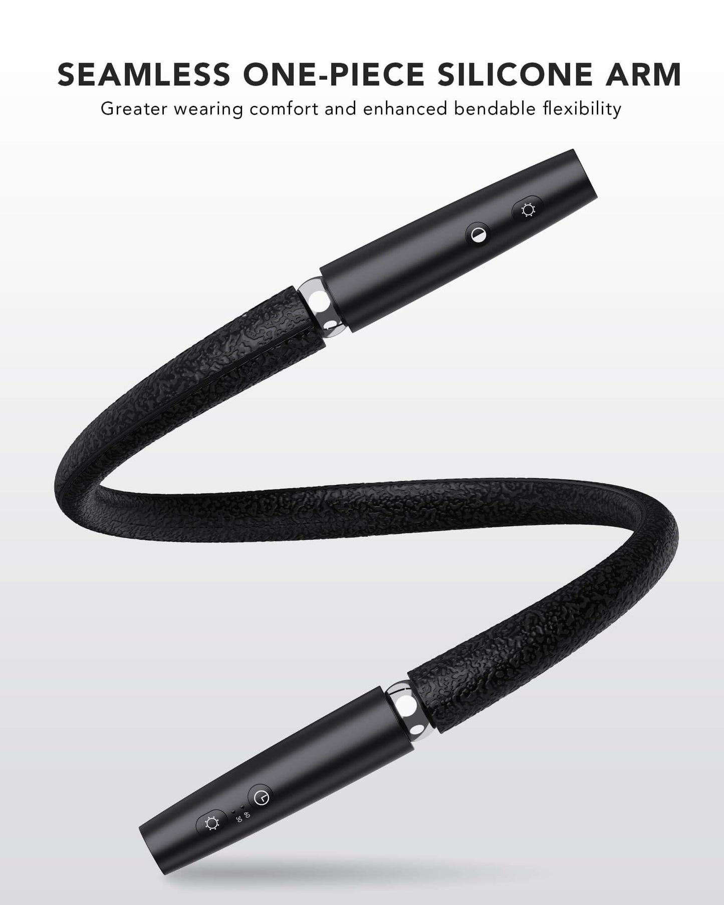 NIVAVA Neck Reading Light, Book Light for Reading in Bed [Steering Shafts Adjustment], Bendable Silicone Arm, Long Lasting LED Rechargeable Knitting Light for Camping, Repair, Crochet & Craft, Black