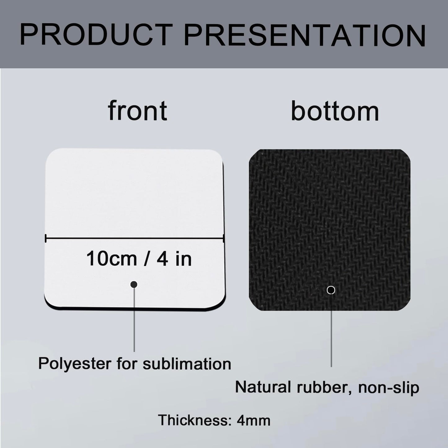 50 PCS Sublimation Blank Cup Coasters Bulk, 4x4 Inch Square Blank Cup Mat Rubber for Sublimation Transfer Heat Press Printing DIY Crafts