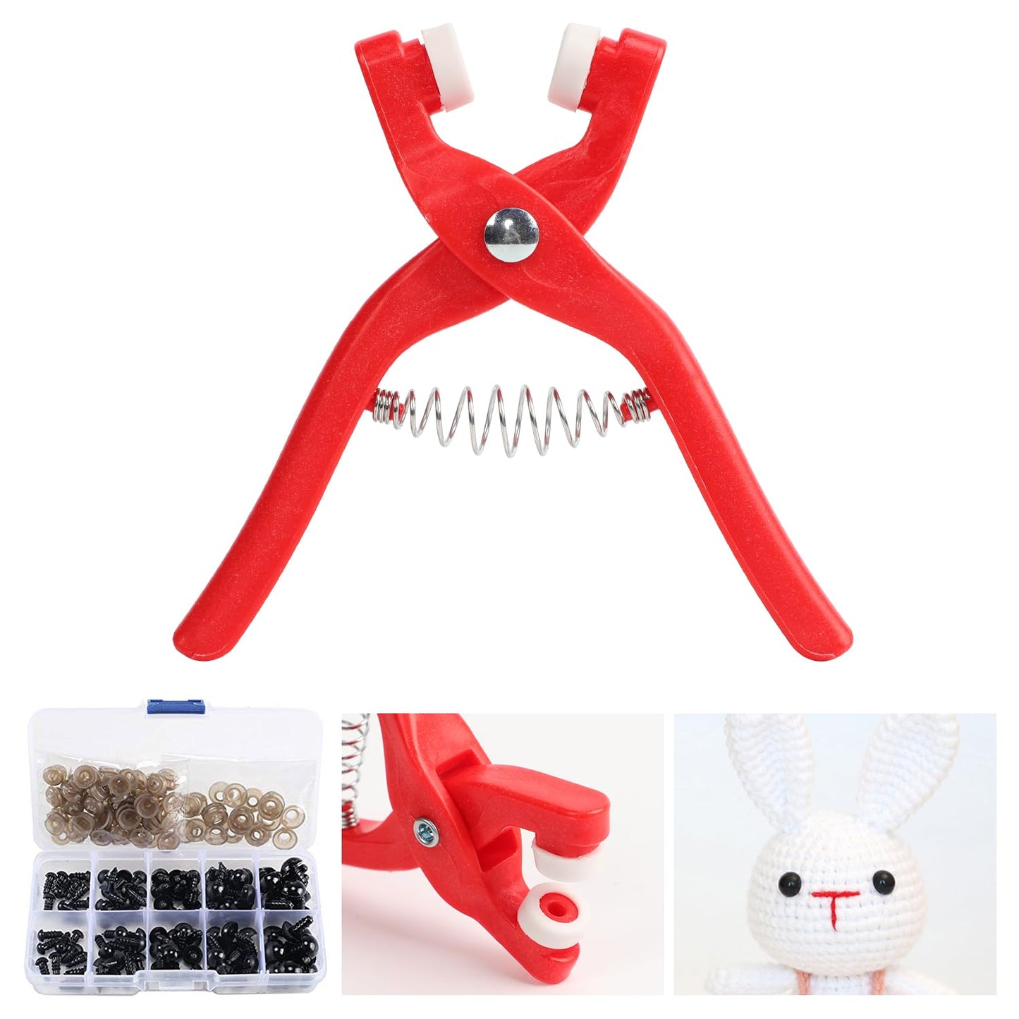 Latonyar Safety Eye Tool for Crocheting, Eye Snapper Crochet Tool, Auxiliary Tool for Attaching for Crocheting Eyes Crochet Tools for Crochet & Stuffed 6-12mm Animal Eyes Making Supplies Tool (Red)