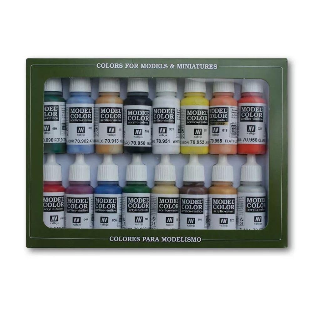 Model Color Basic Colors USA Set | Modeling Acrylic Paints | 16 Bottles x 18 ml (0.60 fl.oz.)