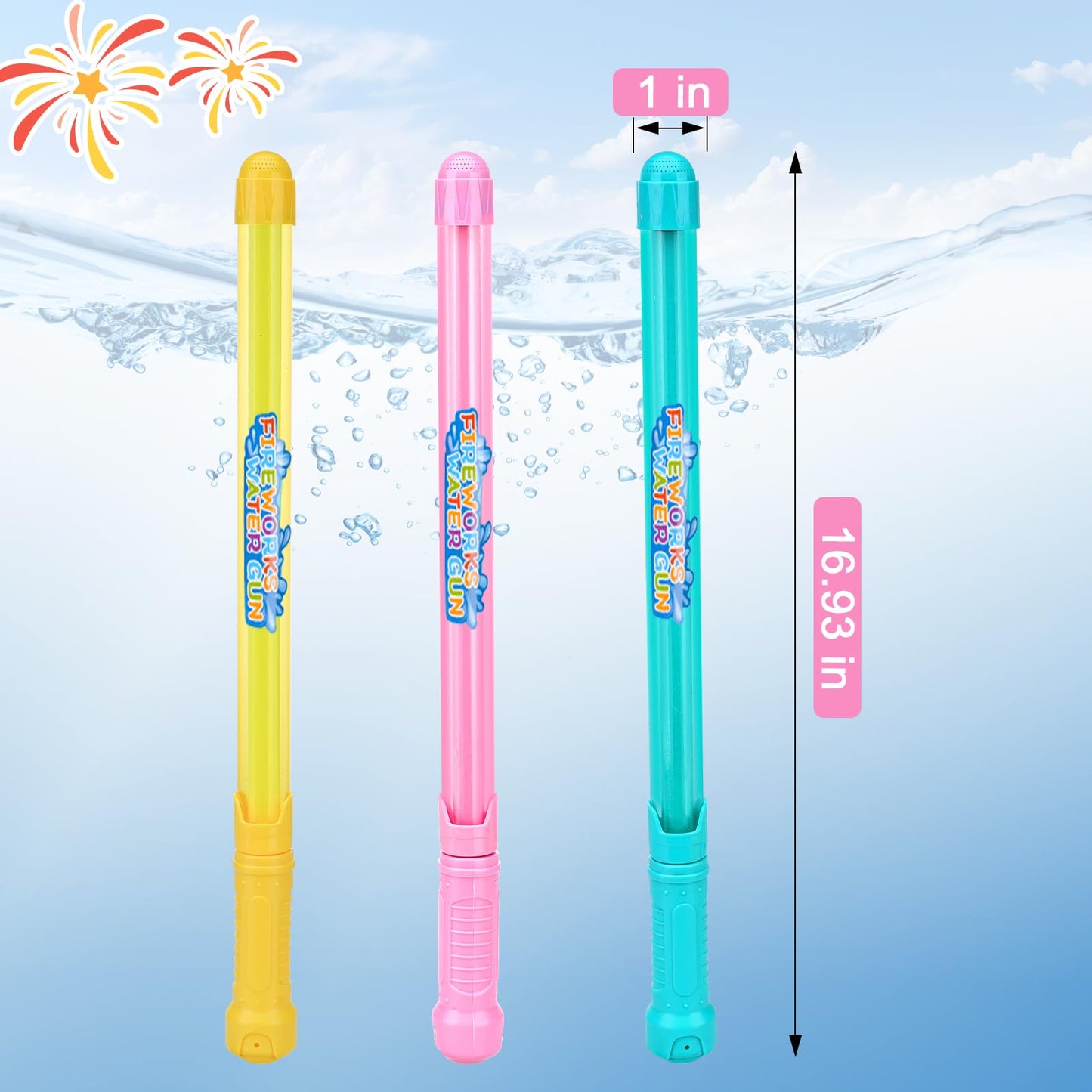 6Pack Creativity Fireworks Water Gun,Sprays Water in a Firework-Like Pattern, Squirt Gun for Kids, Bulk Samll Water Blaster Summer Pool, Backyard, Beach Water Game Outdoor Toys