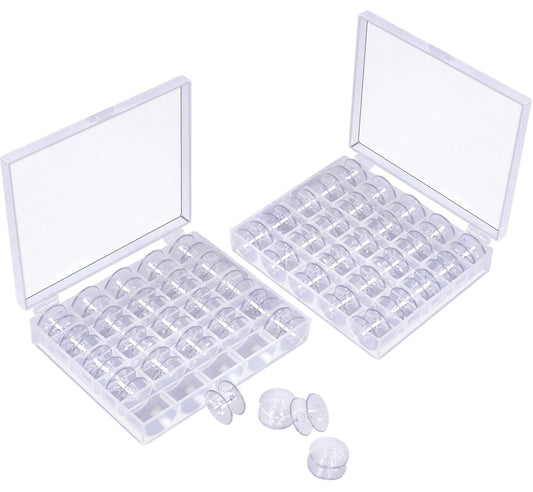 50 Pcs Bobbins, Plastic Bobbins for Sewing Machine, Sewing Bobbins with Bobbin Case, Bobbin for Sin-ger/Bro-Ther, Bobbins for Singer Sewing Machine