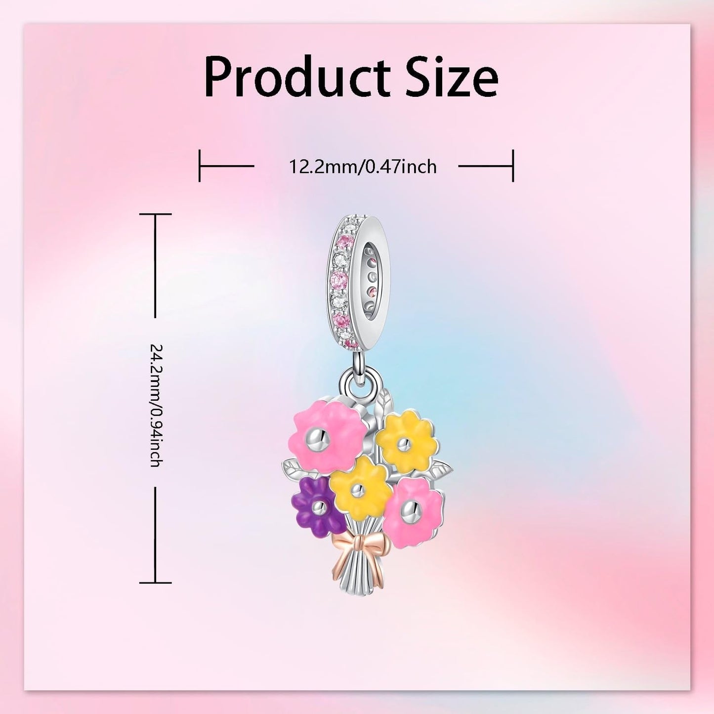 Alstade Blooming Flowers Charm 925 Sterling Silver Charms fits Bracelets and Necklace Pendant Bead Charms Jewelry Present for Women Family Friends