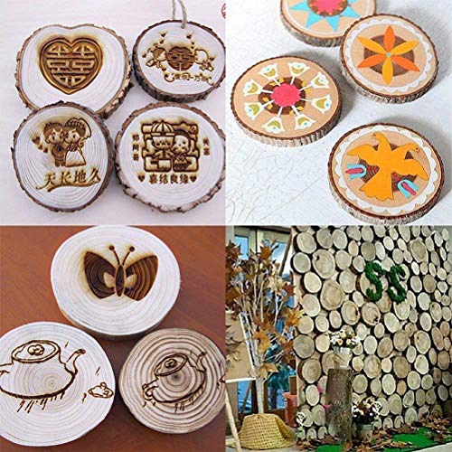 Unfinished Natural Wood Slices with Bark 20 Pcs 3.5-4 inch Craft Wood kit Circles Crafts Christmas Ornaments Rustic Wedding Decoration DIY Crafts for Crafts