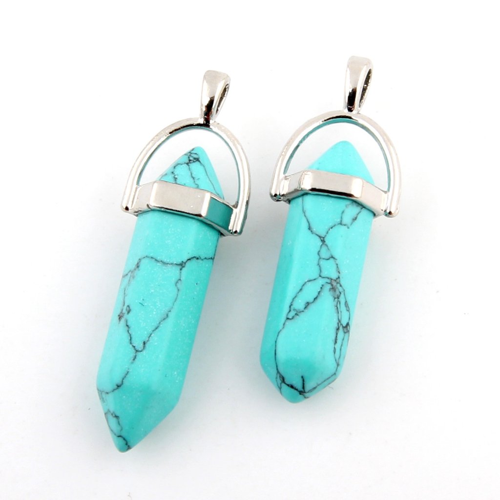 Mutilcolor 50pcs Gemstone Bullet Meditation Healing Pointed Chakra Crystal Stone Random Color Pendants for Necklace Jewelry Making