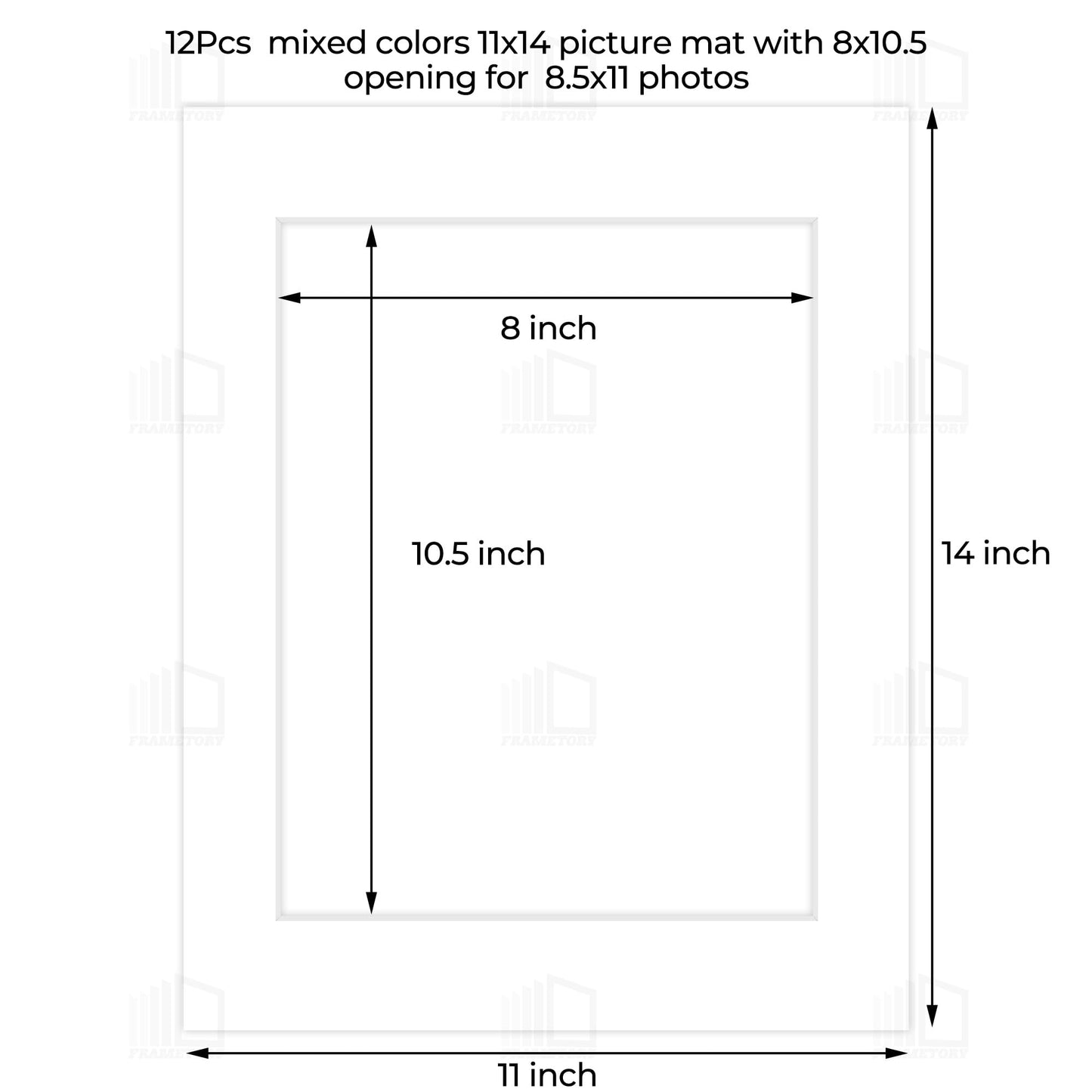 11x14 White Pre-Cut Picture Mats for 8.5x11 Photos, Prints, Artworks - White Core Bevel Cut 8x10.5 Openings Acid Free Frame Mattes 1.4Mm Thickness - Pack of 12