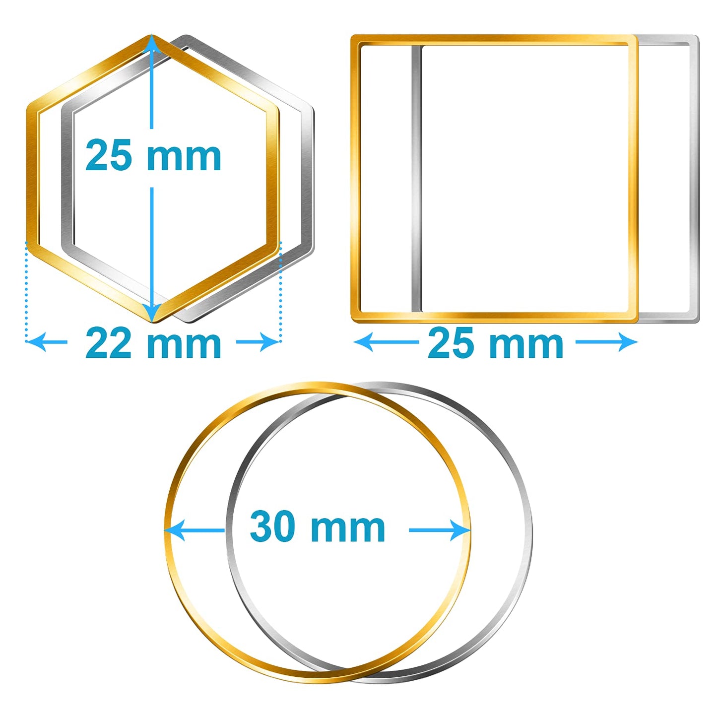 FANMAOUS Earrings Beading Hoop for Jewelry Making, Earrings Findings Hoops Earring Charms Open Bezel Pendant Frame for DIY Craft,Earring Necklace,Crafts Supplies (60 pcs (Round/Square/Hexagon))