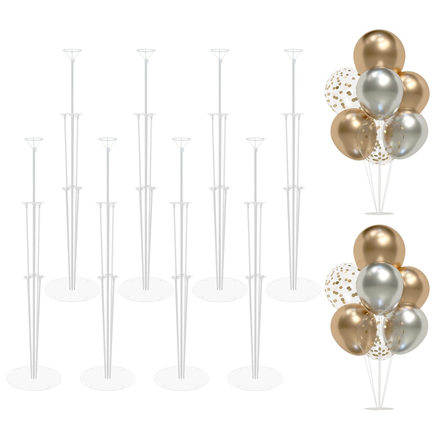 Balloon Stand 8 Set Balloon Sticks with Base Balloon Stands, Balloon Arch Stand for Birthday Decorations, Balloon Arch Kit for Table Balloon Holders for Party Decorations New Year Halloween Wedding