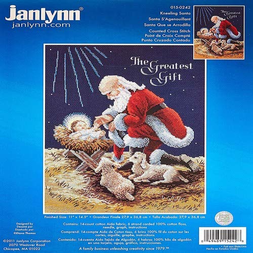 Counted Cross Stitch Kit, Kneeling Santa Navy