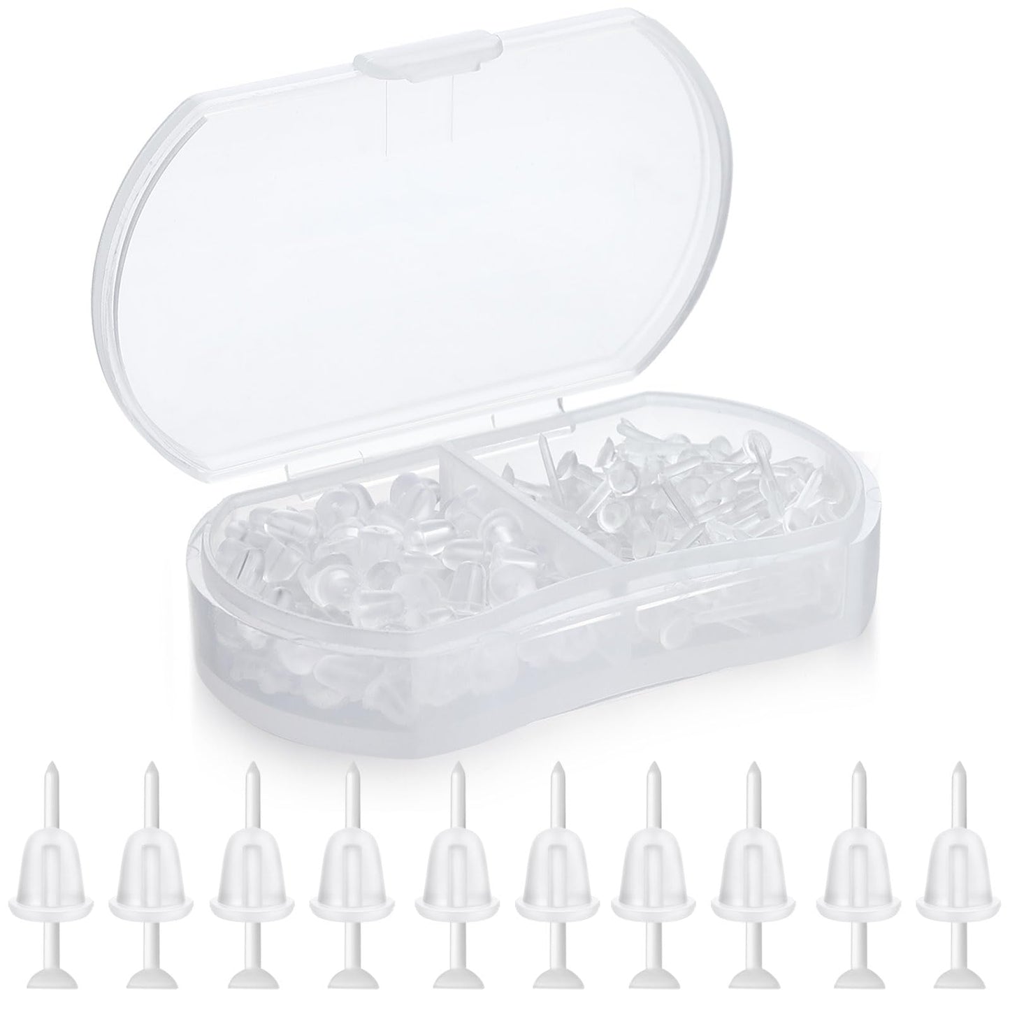 Formulen Plastic Earrings, 200 PCS Clear Earrings for Sports, Transparency Plastic Post Earring Studs for Sports, Flat Silicone Earring for DIY