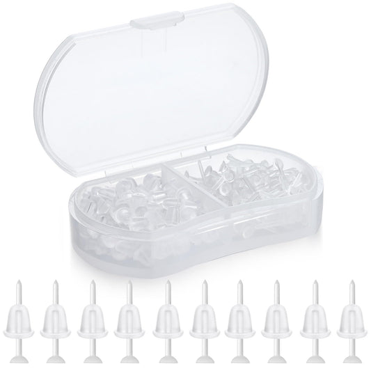 Formulen Plastic Earrings, 200 PCS Clear Earrings for Sports, Transparency Plastic Post Earring Studs for Sports, Flat Silicone Earring for DIY