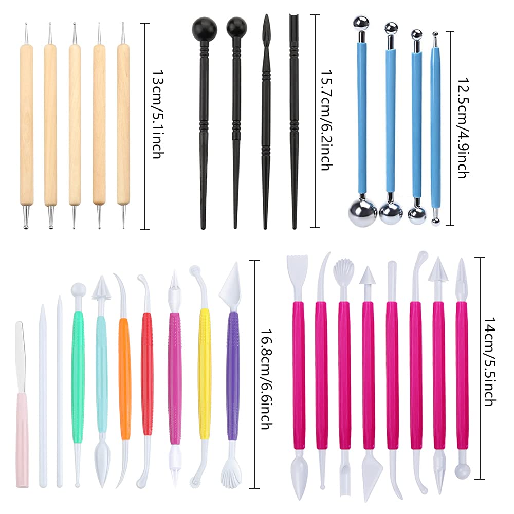 31pcs Fondant Cake Modeling Decorating Hand Sculpting Tools Kit for Cookie Cake Decorating, Sugarcraft Sculpture Pottery