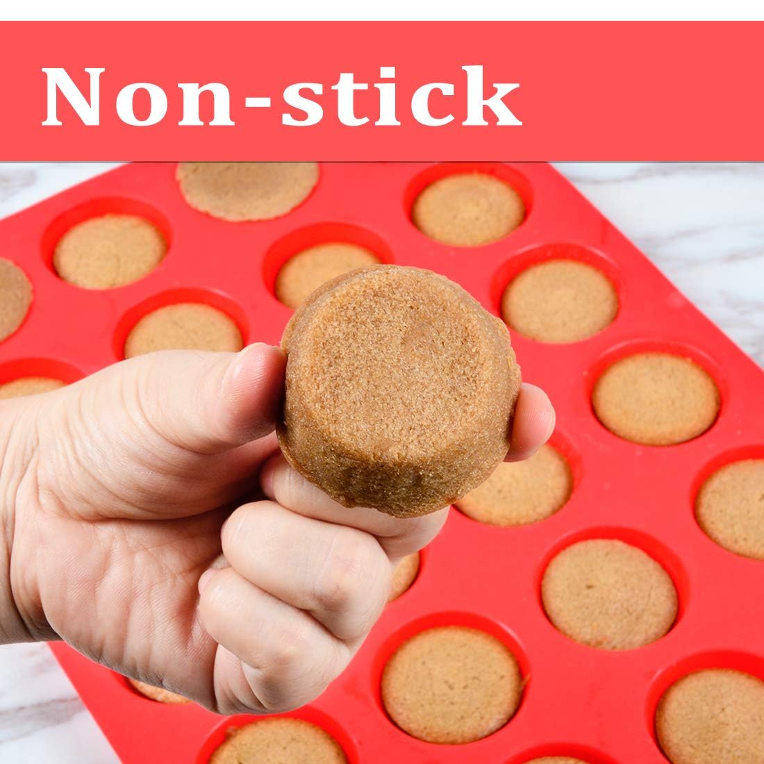 CAKETIME Silicone Mini Muffin Pan, 24 Cups Mini Cupcake Pans Silicone Muffin Tin for Baking Nonstick 2 Pack