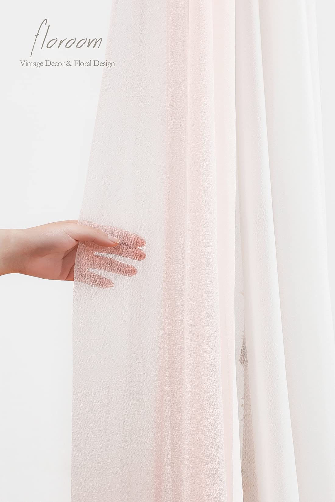 Wedding Arch Draping Fabric 2 Panels 20Ft Chiffon Fabric Drapes Arbor Drapery Wedding Ceremony Reception Swag Decorations (Blush & White)