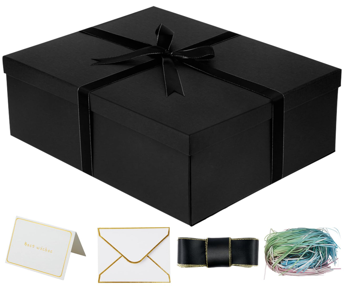 Large Gift Box 16.5x13x5.5 inches,Black Boxes for Presents,Birthday,Valentine's Day,Mother's Day,Christmas,Anniversary