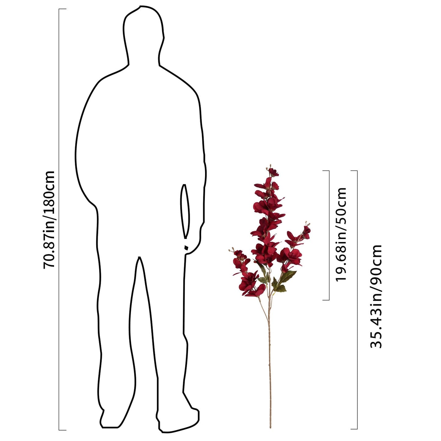 INSUNSIX 6PCS 35.43'' Red Delphinium Artificial Flower Faux Larkspur Silk Flowers Long Stem Blossoms Flowers for Tall Vase Floral Arrangements Home Table Wedding Decor(Red)