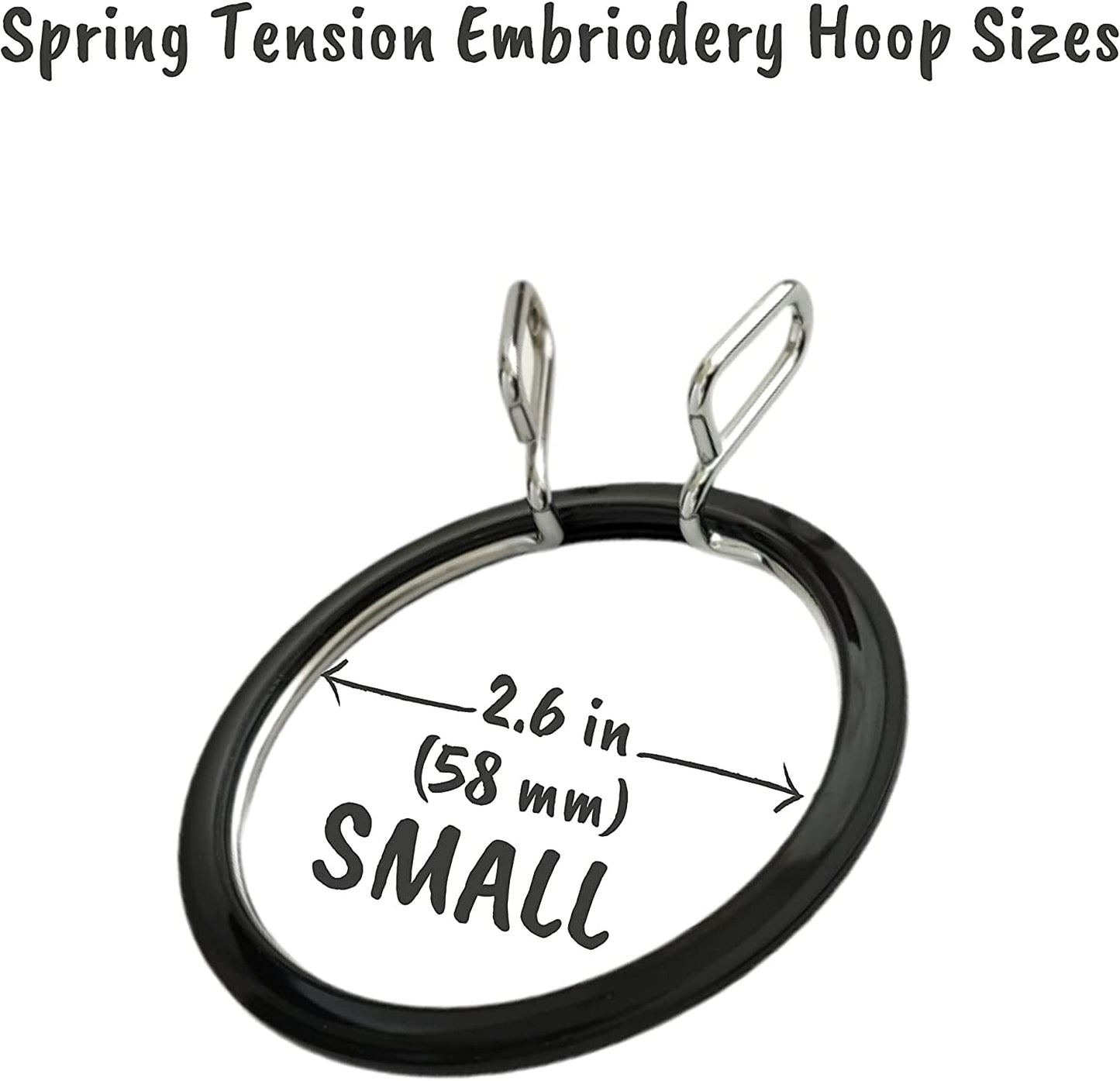 Nurge Premium Quality, Metal Spring Tension Embroidery Hoops, Cross Stich Hoop, Darning Hoops, Embroidery Tension Shed (Black, Siz Mix)