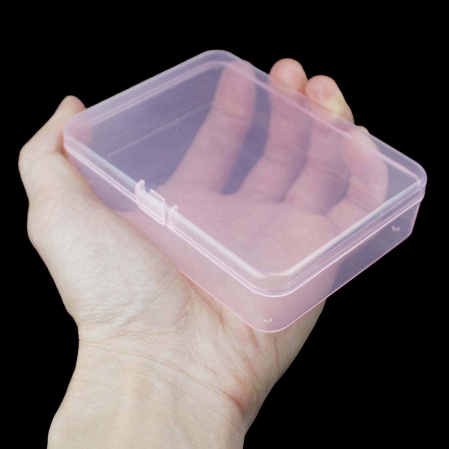 8 Pieces Rectangular Plastic Boxes Empty Storage Organizer Containers with Hinged Lids for Small Items and Other Craft Projects (Pink, 4.5 x 3.3 x 1.1 inch)