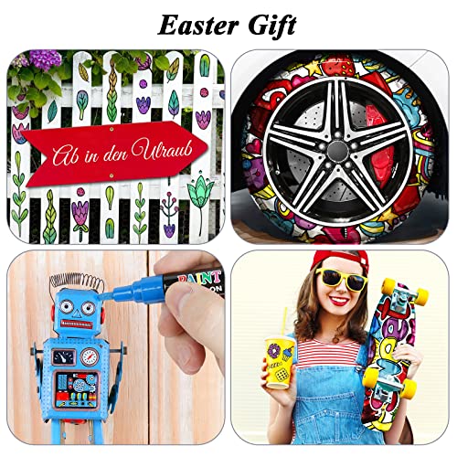 SUPKIZ Paint Pen Paint Markers, 12 Colors Oil-Based Waterproof Marker Pens, Permanent Fabric Paint Quick Dry Marker for Metal, Egg, Tire, Rock, Wood, Canvas, Plastic, Glass, Engineer, DIY Craft