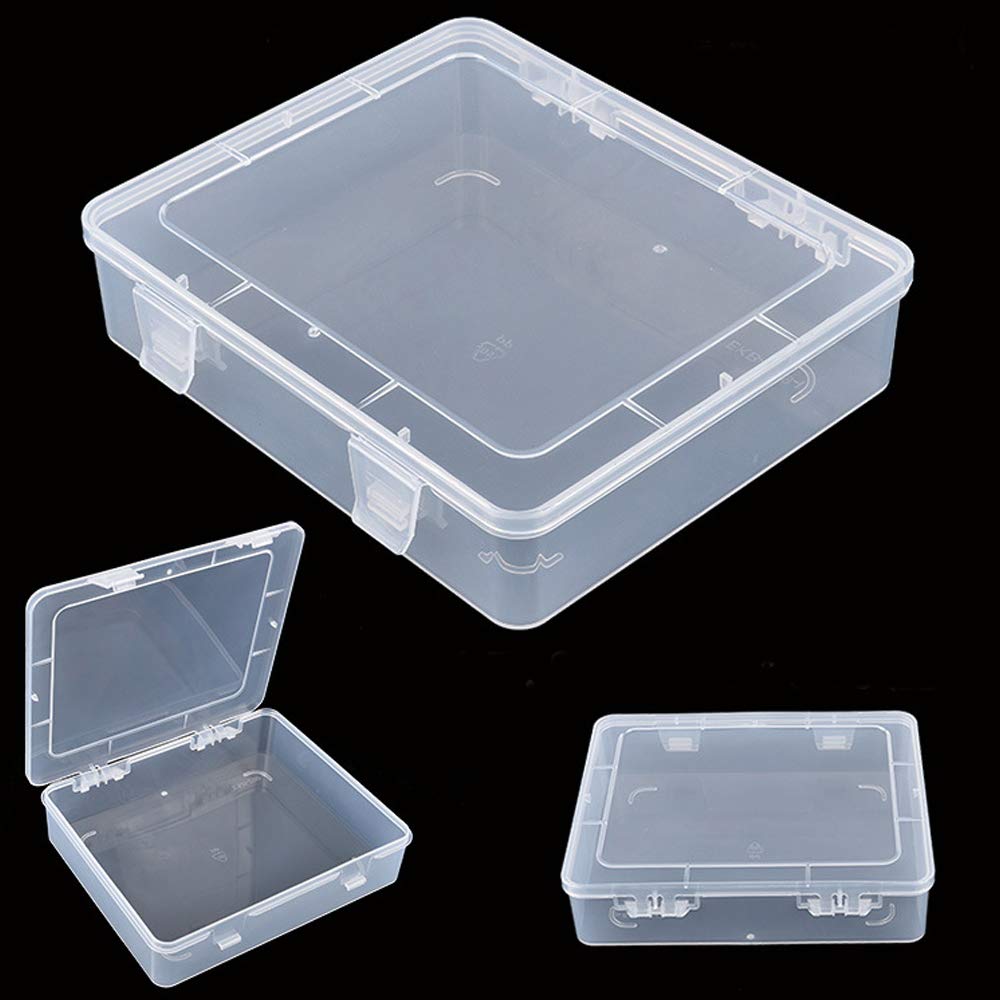 Goodma 7 Pieces Mixed Sizes Rectangular Empty Mini Clear Plastic Organizer Storage Box Containers with Hinged Lids for Small Items and Other Craft Projects