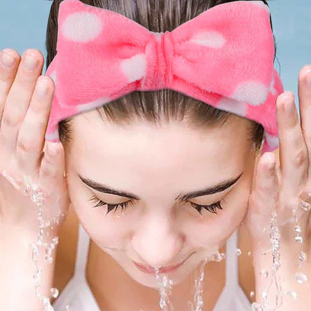 8 Pack Stocking Stuffers For Women Teen Girls Spa Headband for Women Facial Makeup Headband Soft Coral Fleece Bow Hair Band Party Favors for Washing Face Mask Spa Christmas Gifts For Woman Adult