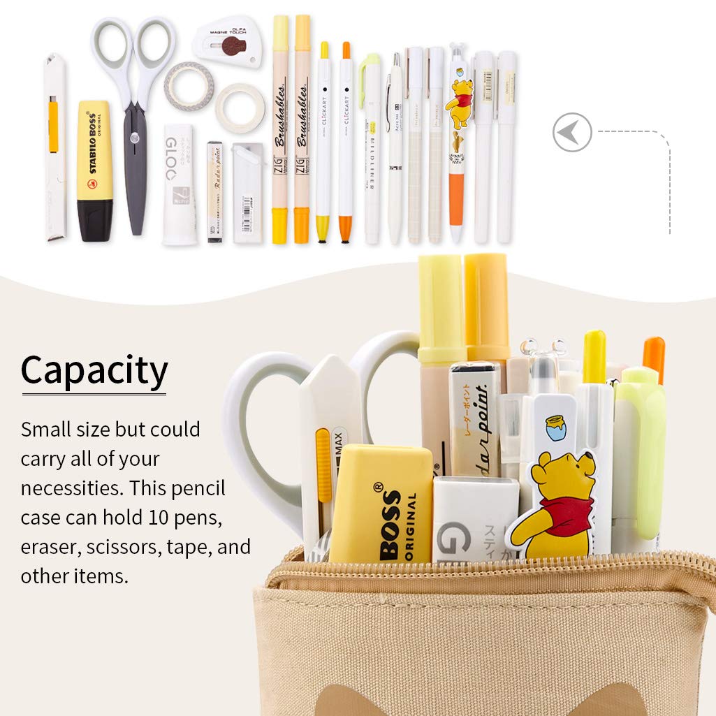EASTHILL Big Capacity Pencil Pen Case Pouch Box Organizer Large Storage for Bullet Journal (Coffee)